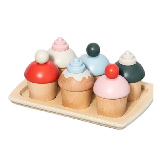 Hearth & Hand Toys New Wooden Toy Cupcake Set Hearth Hand Magnolia